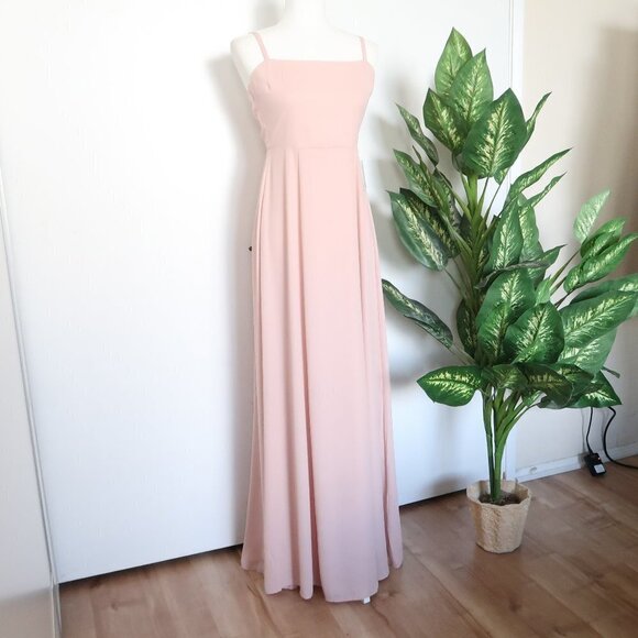 Show Me Your MuMu Weddings Lauren Pale Pink Tie Back Bridesmaid Maxi Dress M - Picture 15 of 16